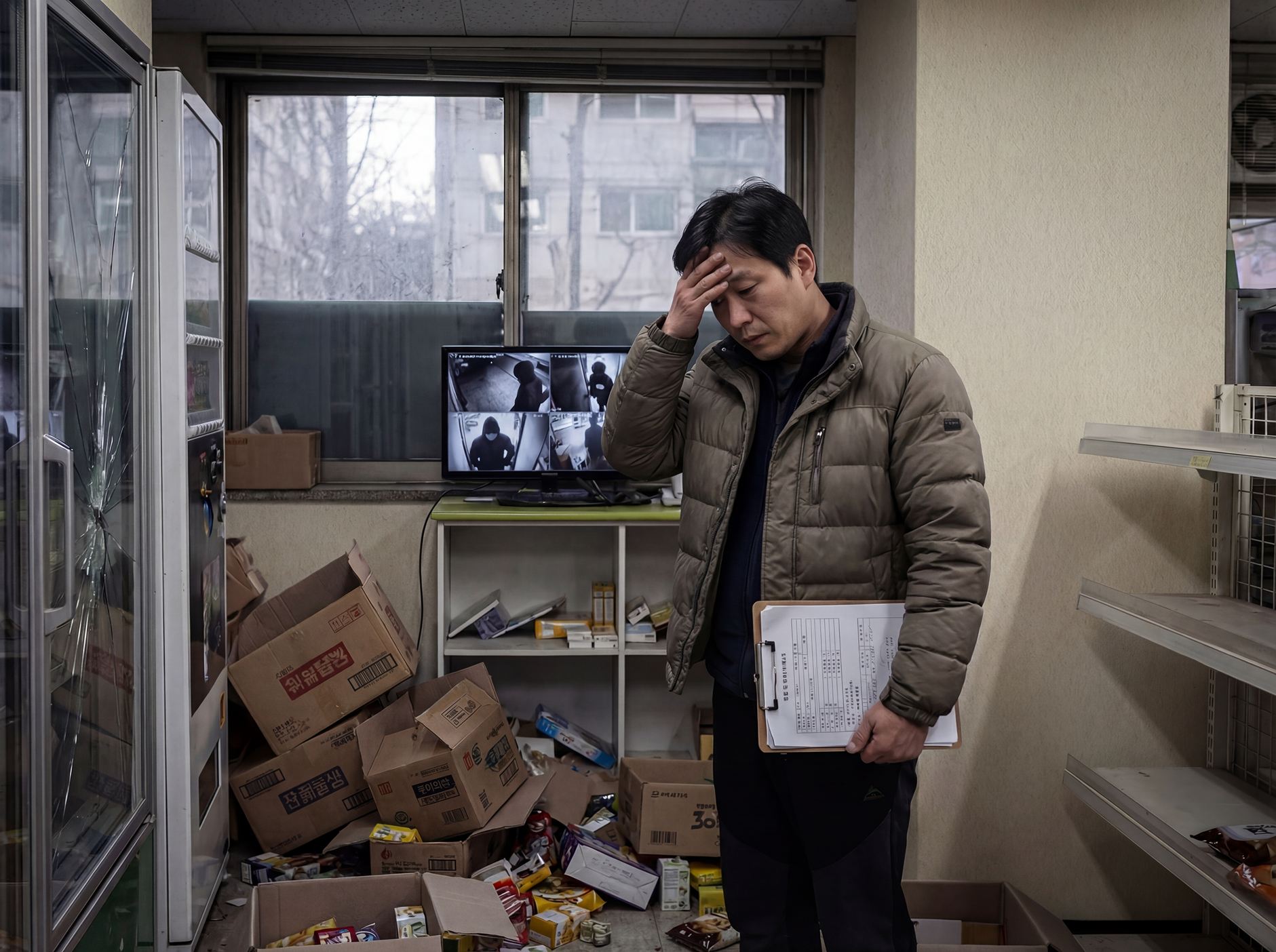 예기치 못한 범죄 사고에 골치 아픈 무인 가게 사장님ㅣAI 생성